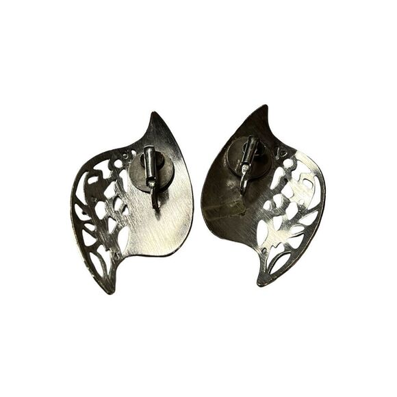 Edgar Berebi Purple Enamel Vintage Silver Tone Retro Clip On Earrings - Picture 4 of 4